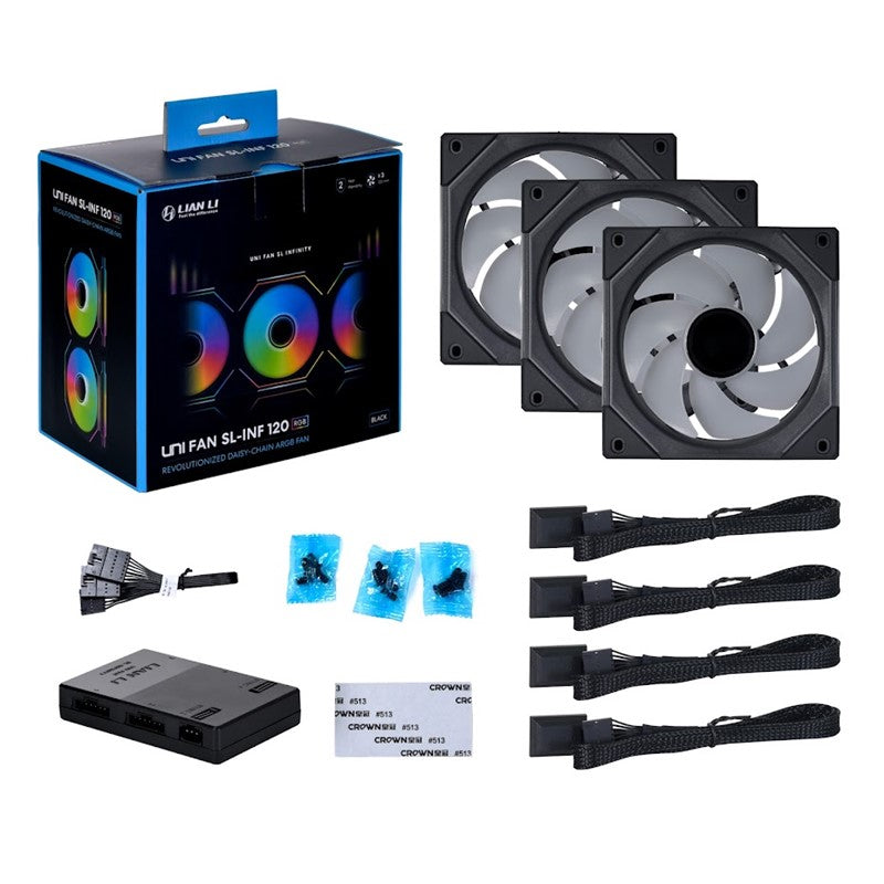 LIAN LI UNI FAN SL-INFINITY INF120-3 120mm ARGB Case Fans (Pack of 3) LIAN LI UNI FAN SL-INFINITY INF120-3 120mm ARGB Case Fans (Pack of 3)